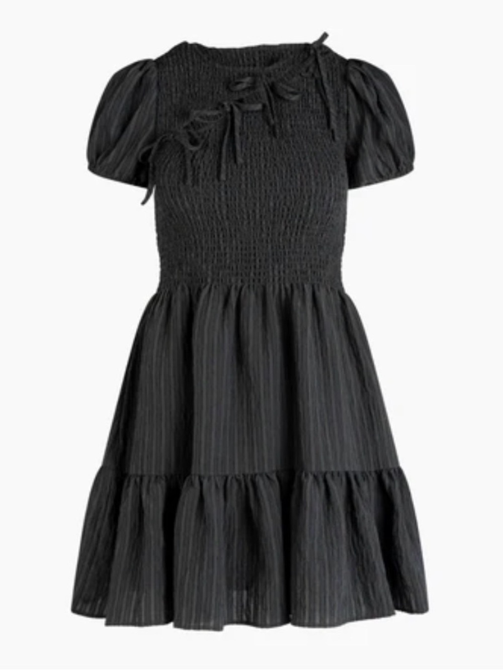 The Gia Mini Nap Dress | Black Tonal Seersucker